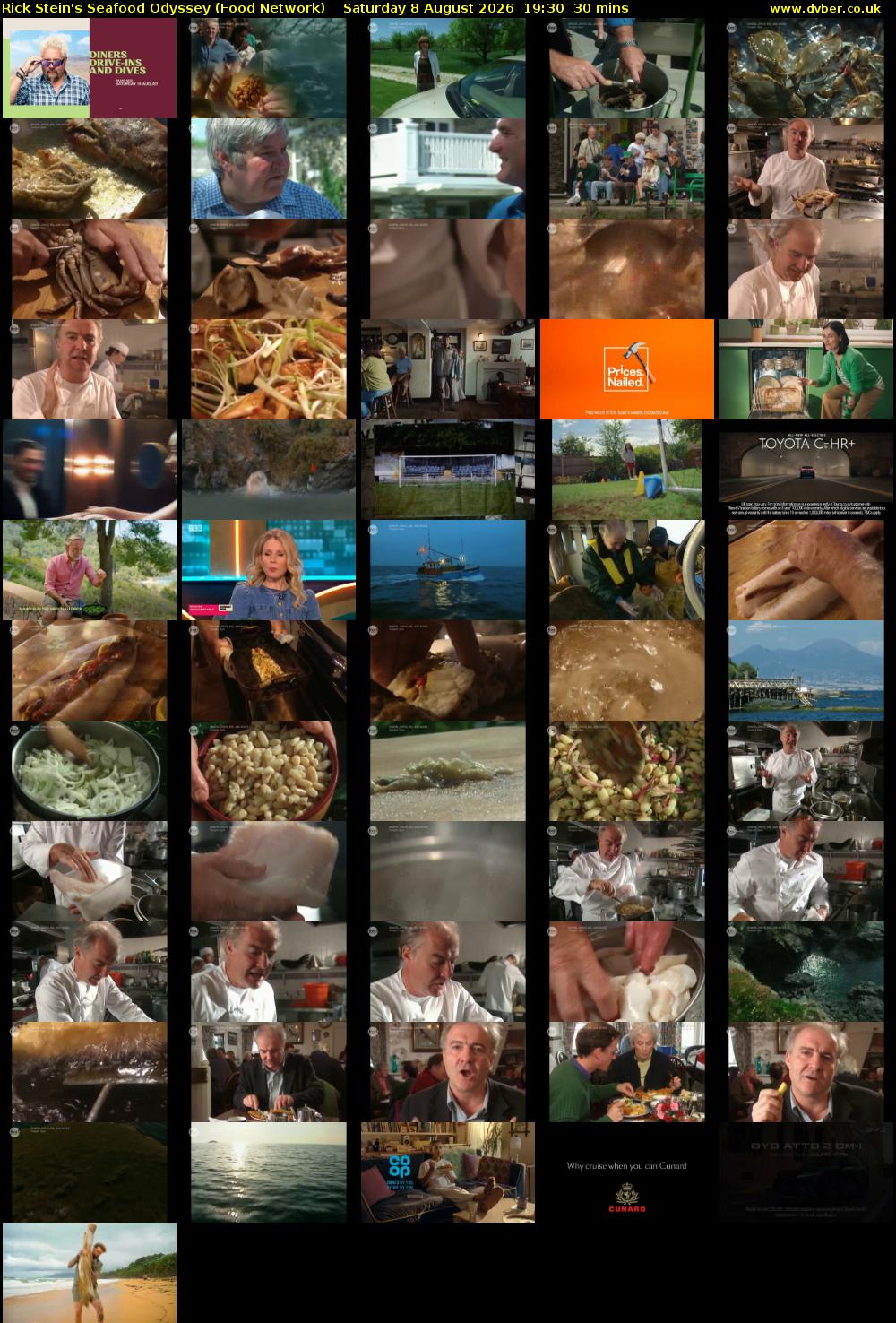 Rick Stein's Seafood Odyssey (Food Network) Saturday 8 August 2026 19:30 - 20:00