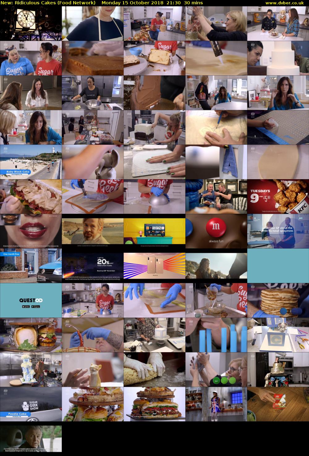 Ridiculous Cakes (Food Network) Monday 15 October 2018 21:30 - 22:00