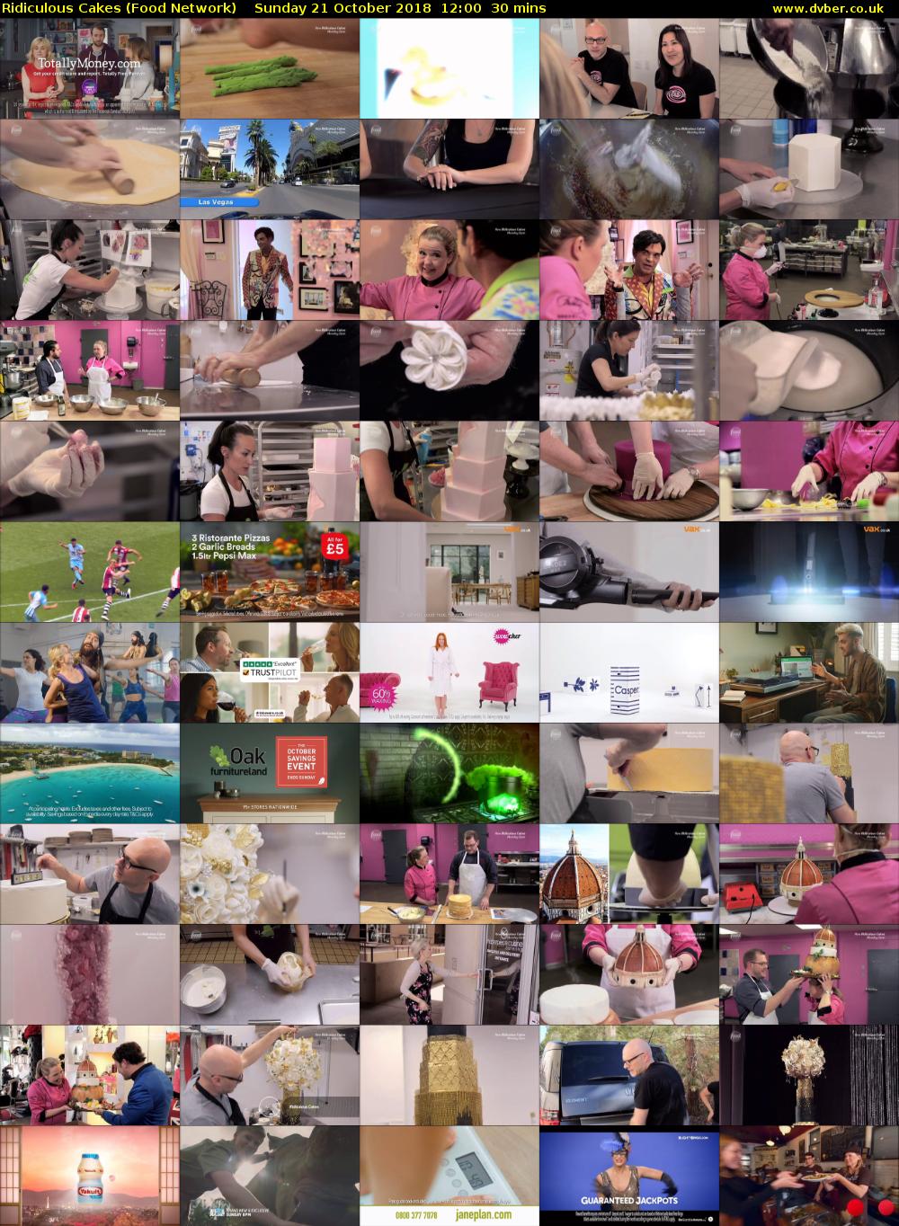 Ridiculous Cakes (Food Network) Sunday 21 October 2018 12:00 - 12:30