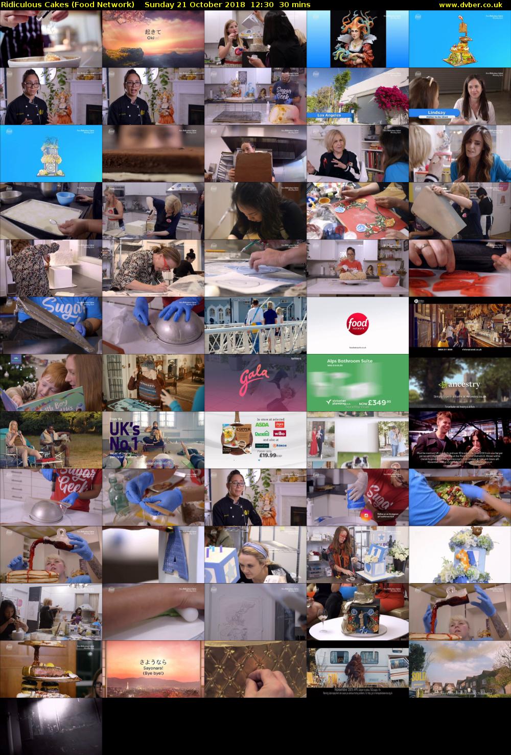 Ridiculous Cakes (Food Network) Sunday 21 October 2018 12:30 - 13:00