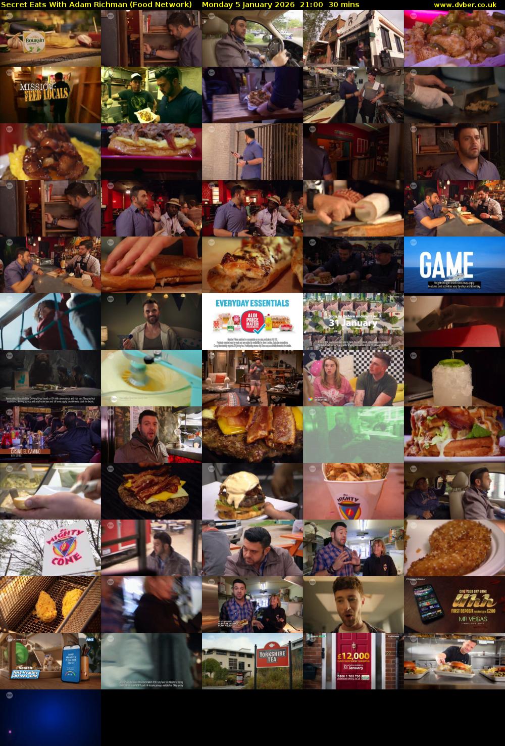 Secret Eats With Adam Richman (Food Network) Monday 5 January 2026 21:00 - 21:30