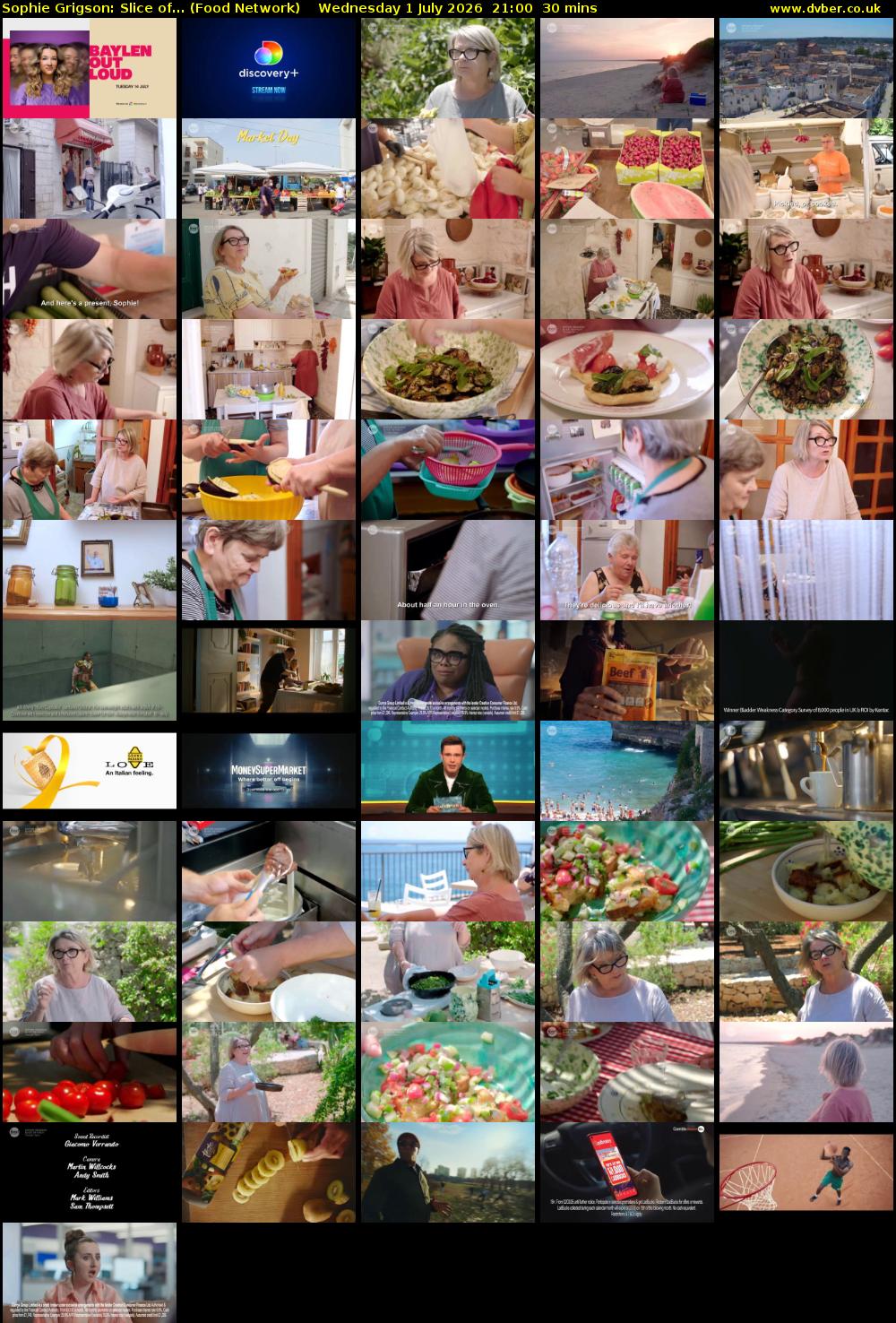 Sophie Grigson: Slice of... (Food Network) Wednesday 1 July 2026 21:00 - 21:30