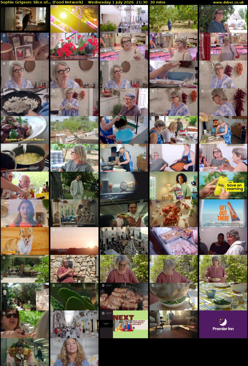 Sophie Grigson: Slice of... (Food Network) Wednesday 1 July 2026 21:30 - 22:00