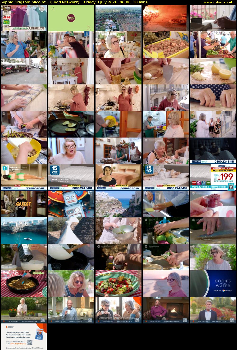 Sophie Grigson: Slice of... (Food Network) Friday 3 July 2026 06:00 - 06:30