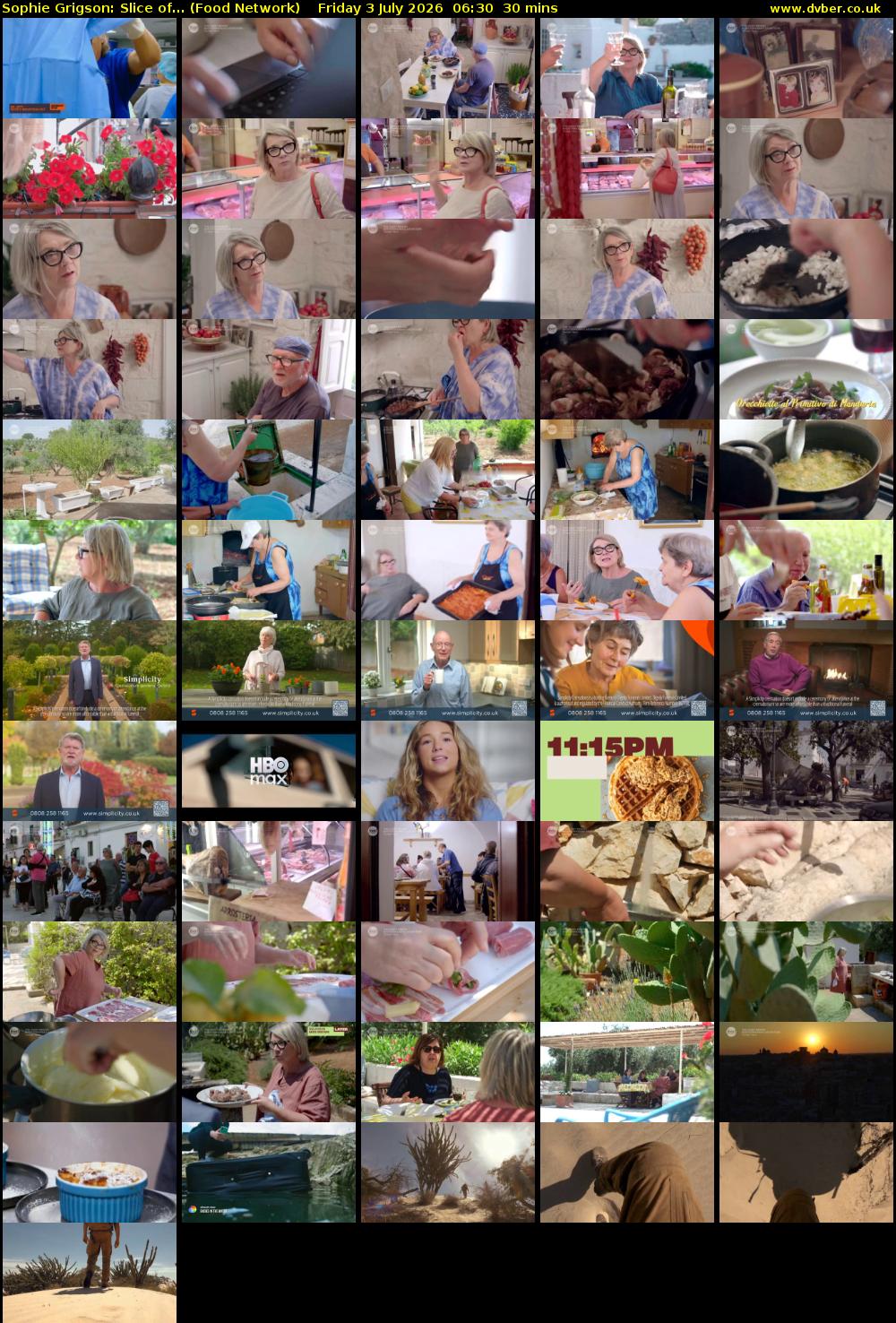 Sophie Grigson: Slice of... (Food Network) Friday 3 July 2026 06:30 - 07:00