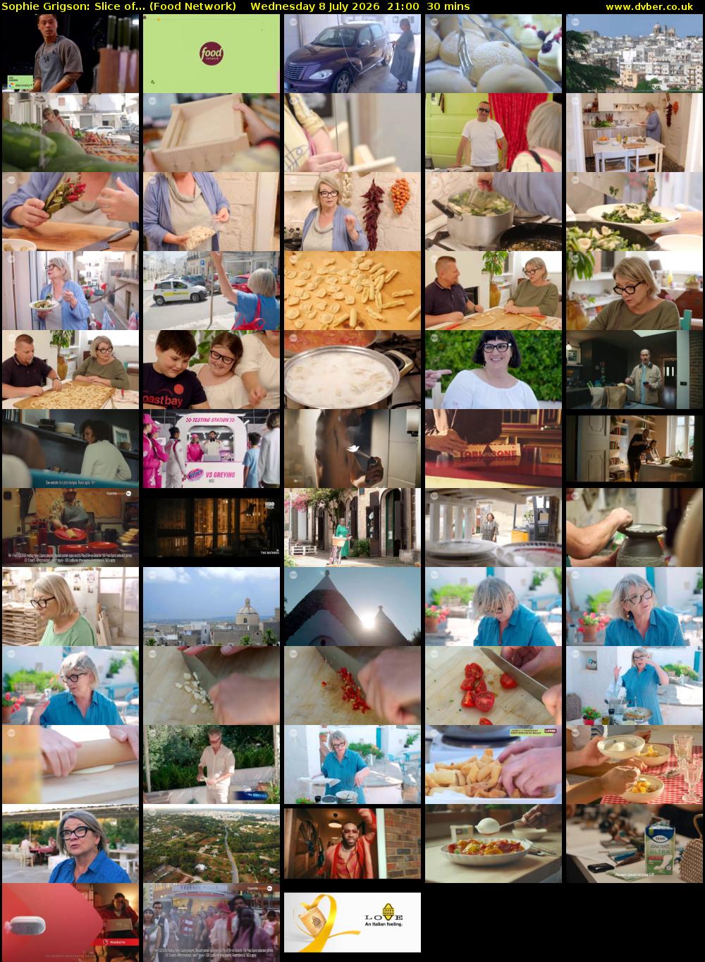 Sophie Grigson: Slice of... (Food Network) Wednesday 8 July 2026 21:00 - 21:30