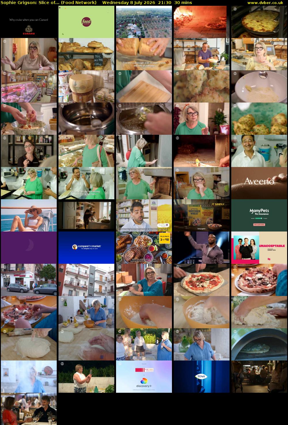Sophie Grigson: Slice of... (Food Network) Wednesday 8 July 2026 21:30 - 22:00
