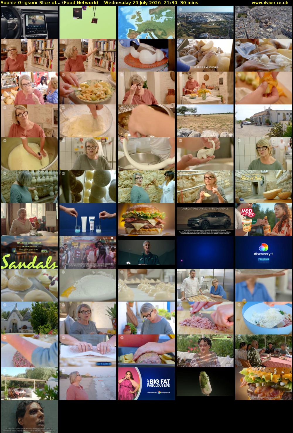 Sophie Grigson: Slice of... (Food Network) Wednesday 29 July 2026 21:30 - 22:00