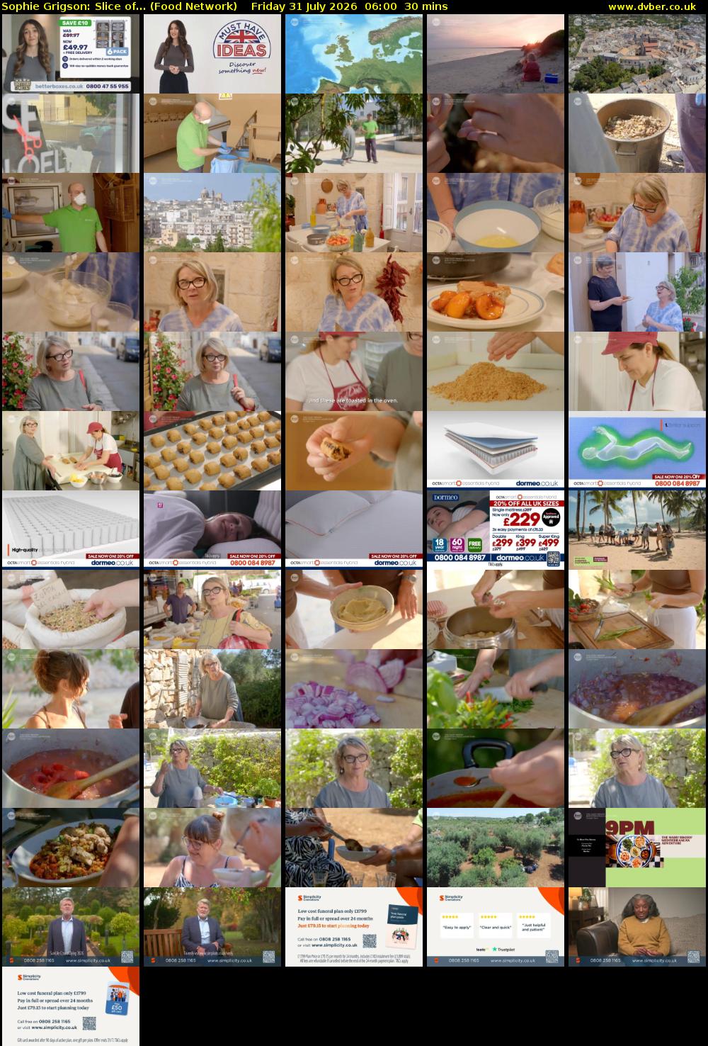 Sophie Grigson: Slice of... (Food Network) Friday 31 July 2026 06:00 - 06:30