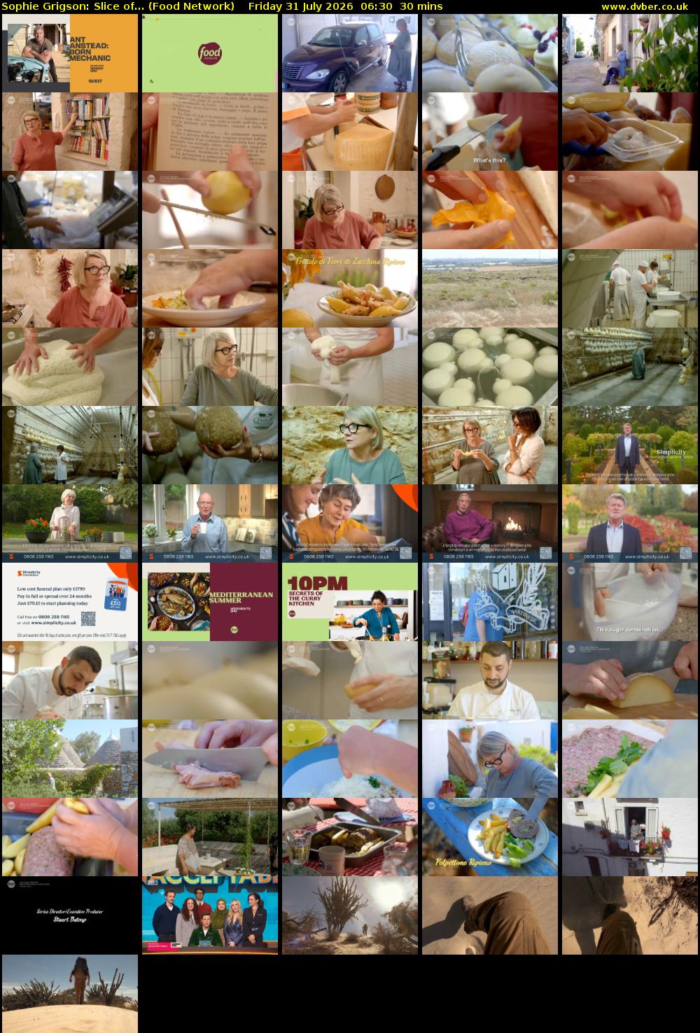 Sophie Grigson: Slice of... (Food Network) Friday 31 July 2026 06:30 - 07:00