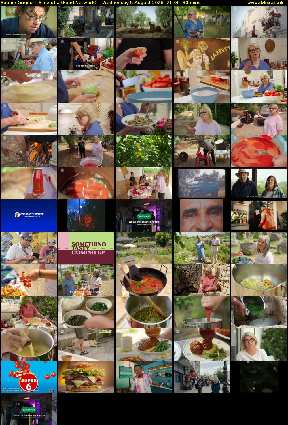 Sophie Grigson: Slice of... (Food Network) Wednesday 5 August 2026 21:00 - 21:30