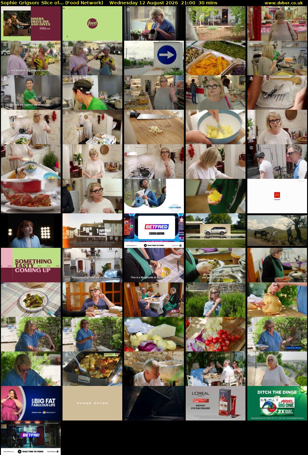 Sophie Grigson: Slice of... (Food Network) Wednesday 12 August 2026 21:00 - 21:30