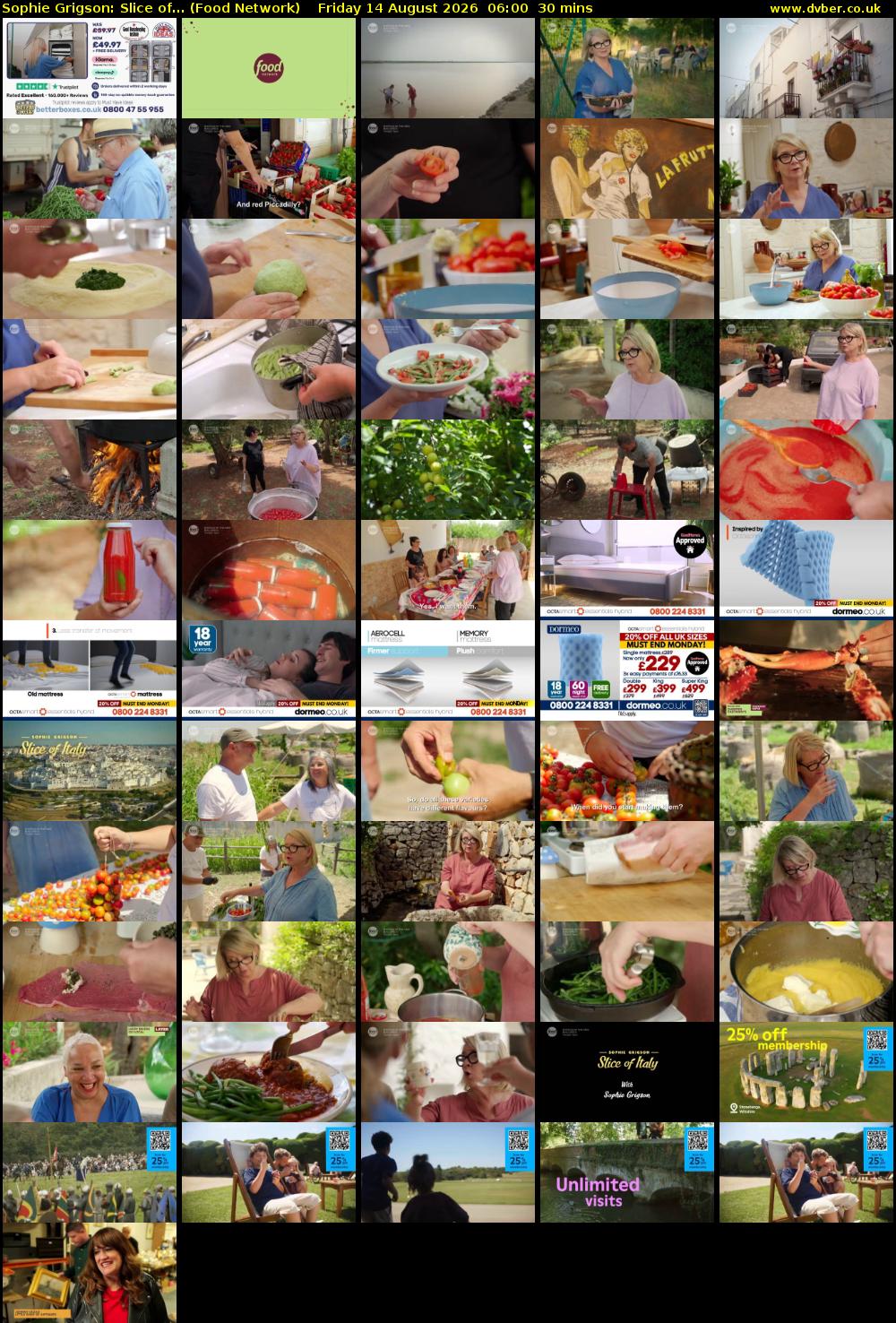 Sophie Grigson: Slice of... (Food Network) Friday 14 August 2026 06:00 - 06:30