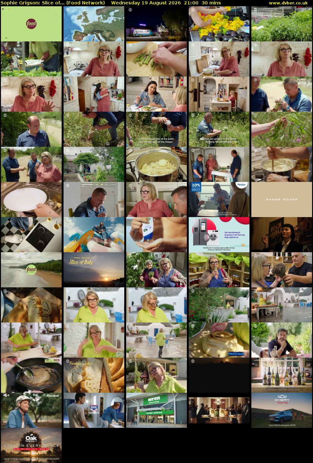 Sophie Grigson: Slice of... (Food Network) Wednesday 19 August 2026 21:00 - 21:30