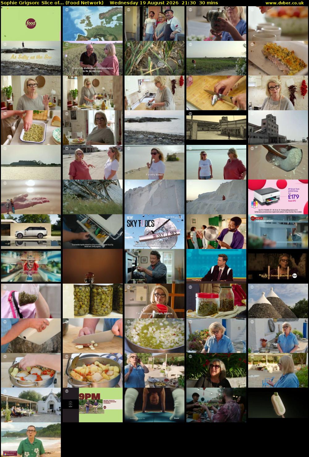 Sophie Grigson: Slice of... (Food Network) Wednesday 19 August 2026 21:30 - 22:00