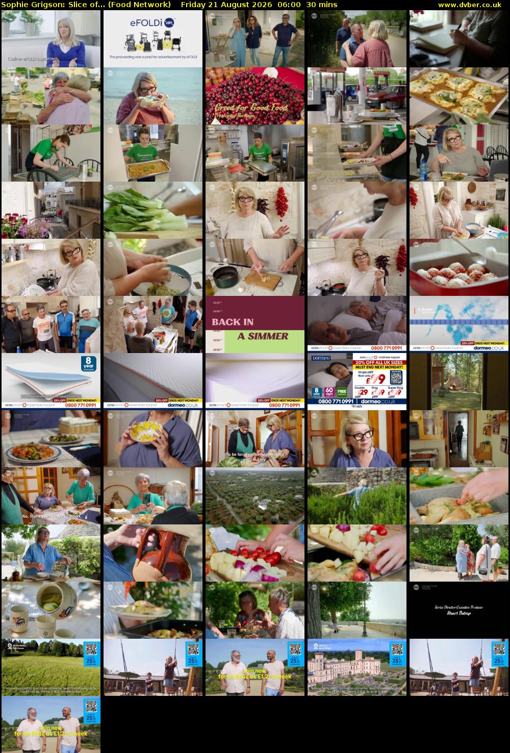 Sophie Grigson: Slice of... (Food Network) Friday 21 August 2026 06:00 - 06:30