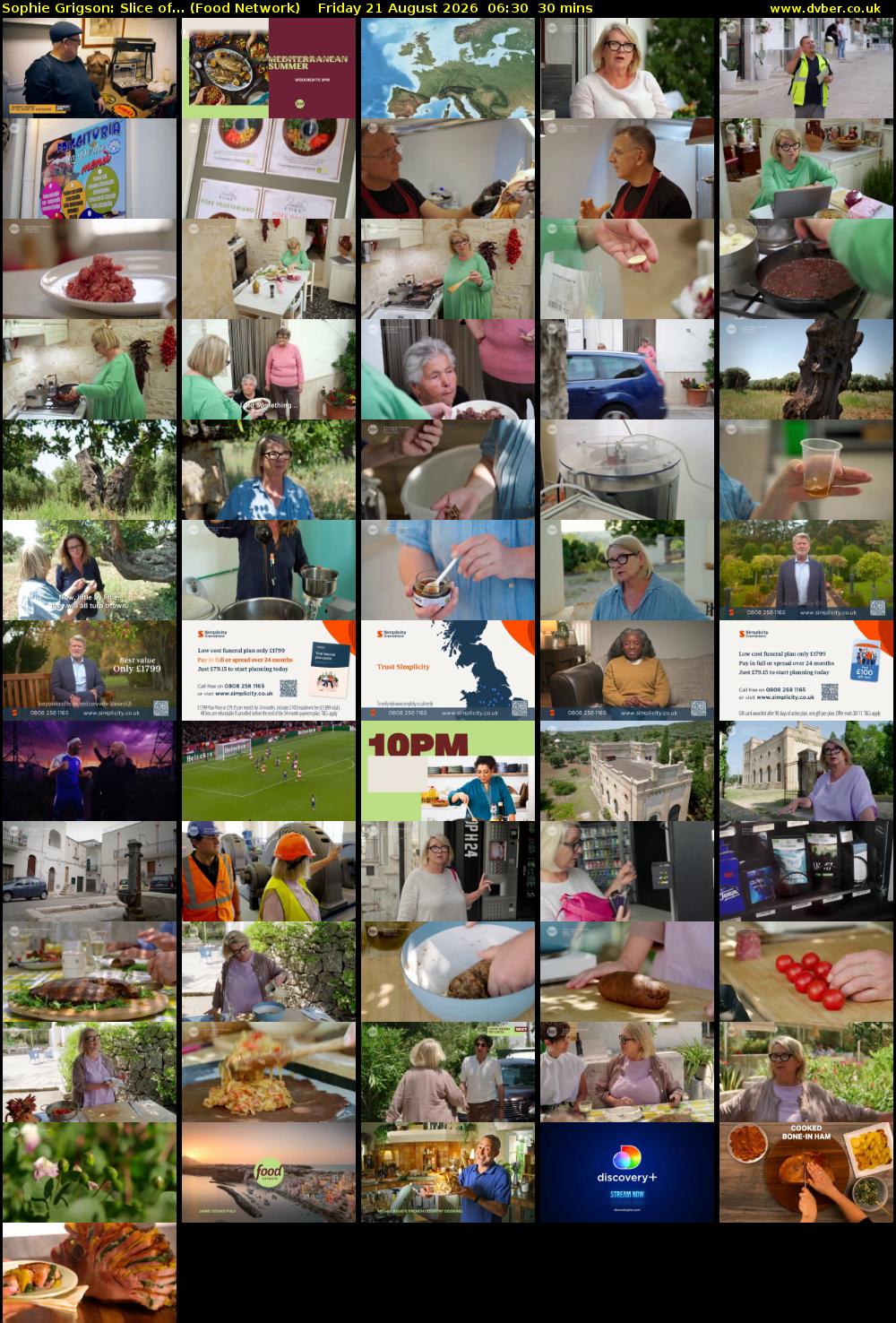 Sophie Grigson: Slice of... (Food Network) Friday 21 August 2026 06:30 - 07:00