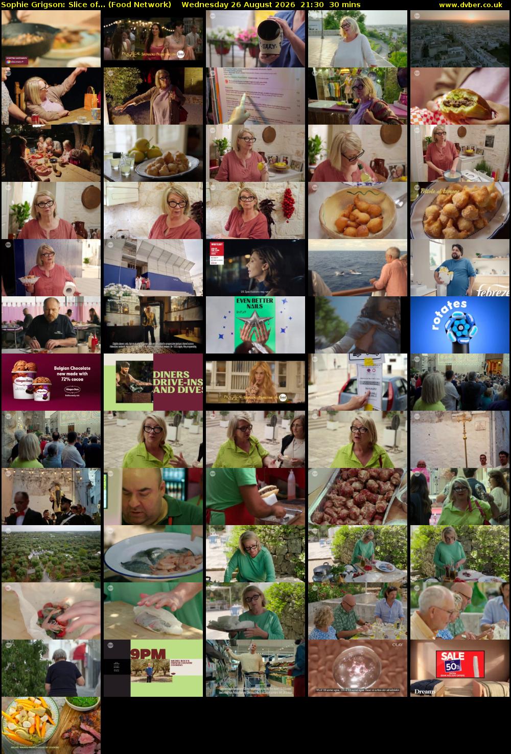Sophie Grigson: Slice of... (Food Network) Wednesday 26 August 2026 21:30 - 22:00