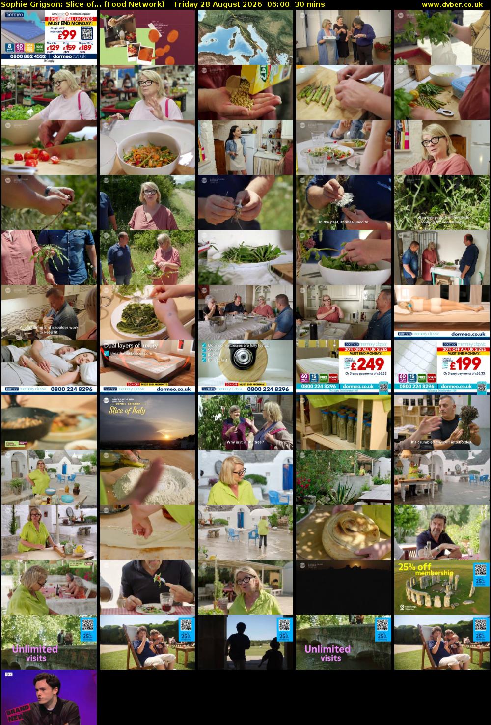 Sophie Grigson: Slice of... (Food Network) Friday 28 August 2026 06:00 - 06:30
