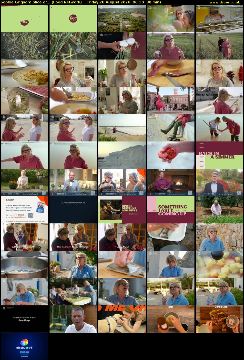 Sophie Grigson: Slice of... (Food Network) Friday 28 August 2026 06:30 - 07:00