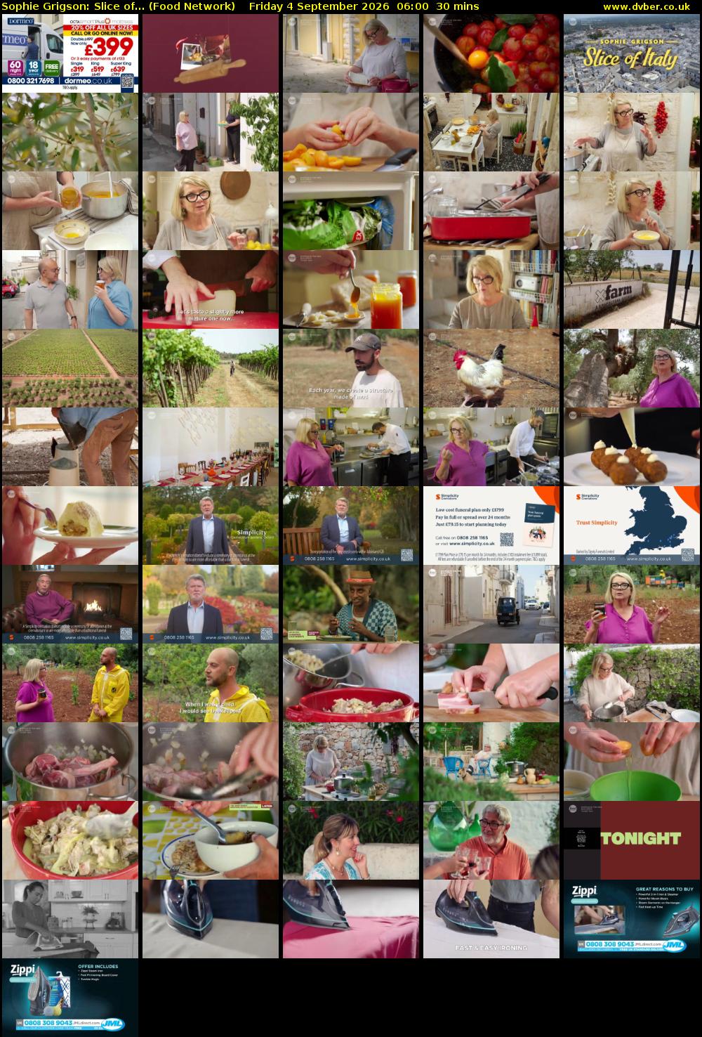 Sophie Grigson: Slice of... (Food Network) Friday 4 September 2026 06:00 - 06:30