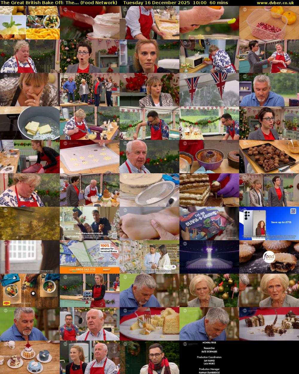 The Great British Bake Off: The... (Food Network) Tuesday 16 December 2025 10:00 - 11:00