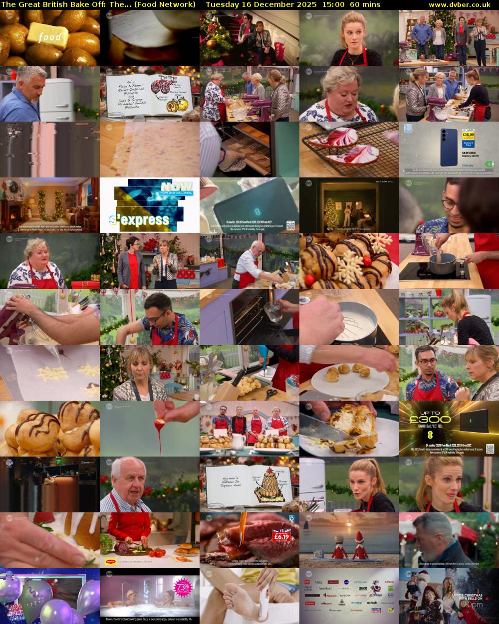 The Great British Bake Off: The... (Food Network) Tuesday 16 December 2025 15:00 - 16:00