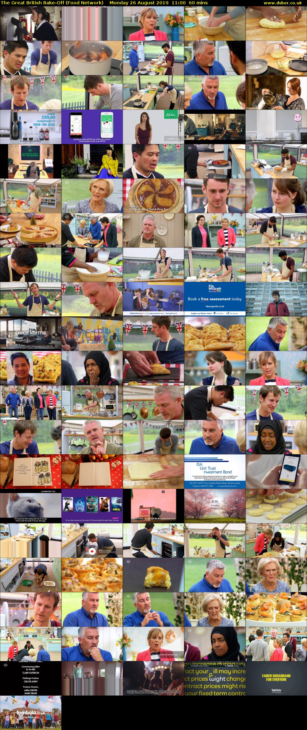 The Great British Bake-Off (Food Network) Monday 26 August 2019 11:00 - 12:00