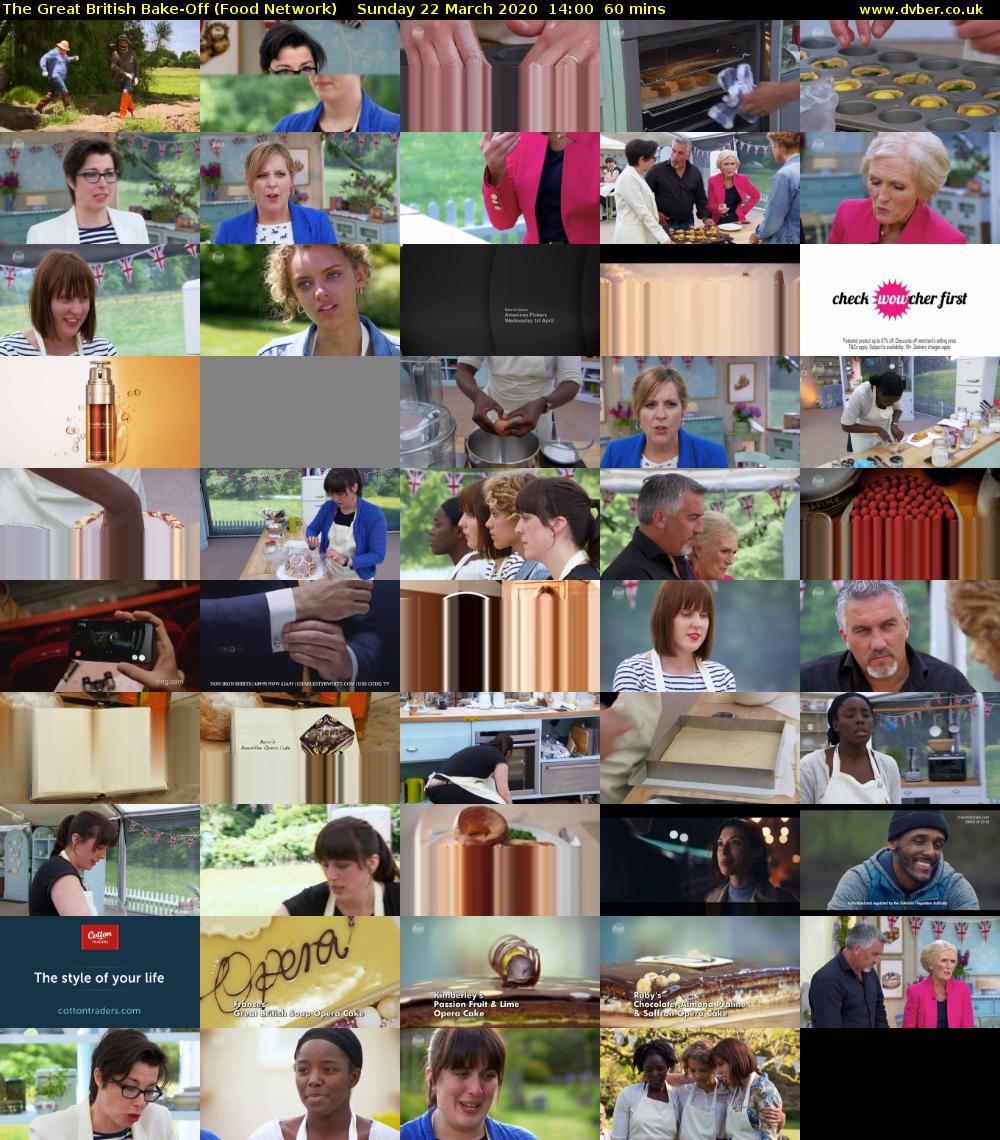 The Great British Bake-Off (Food Network) Sunday 22 March 2020 14:00 - 15:00