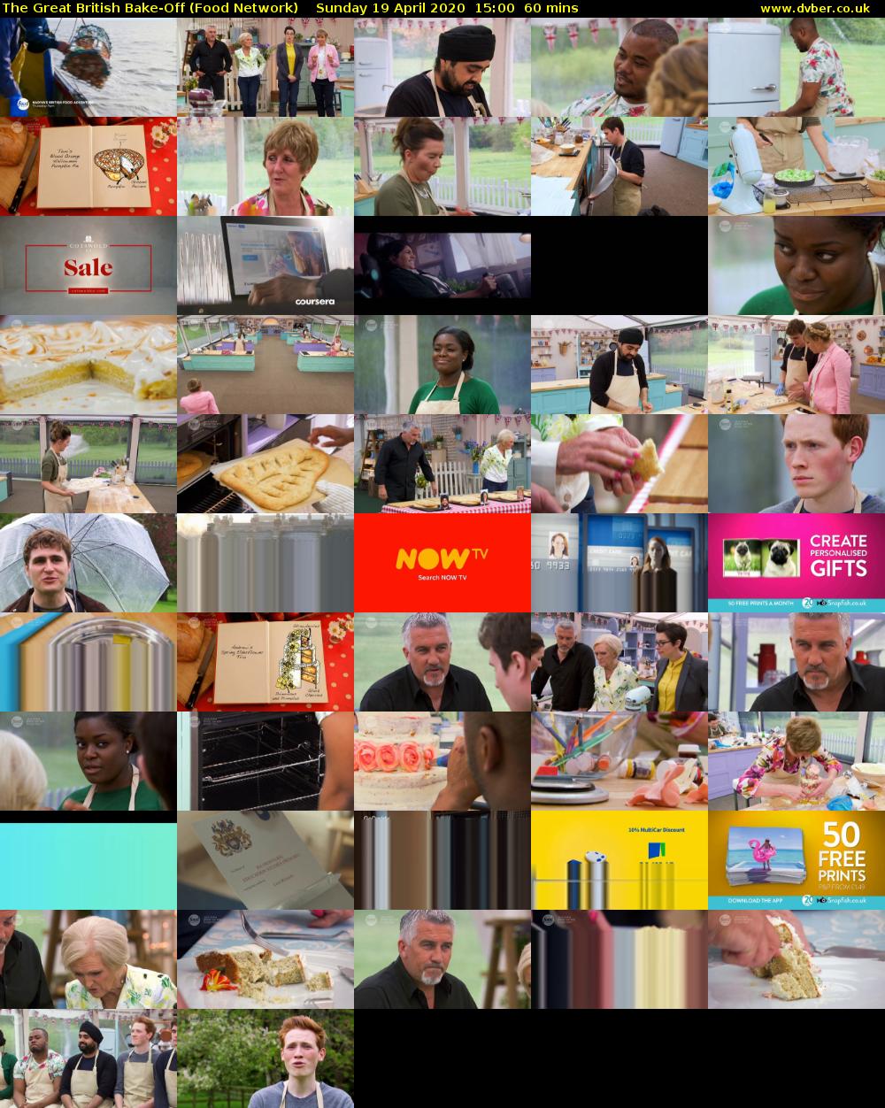 The Great British Bake-Off (Food Network) Sunday 19 April 2020 15:00 - 16:00
