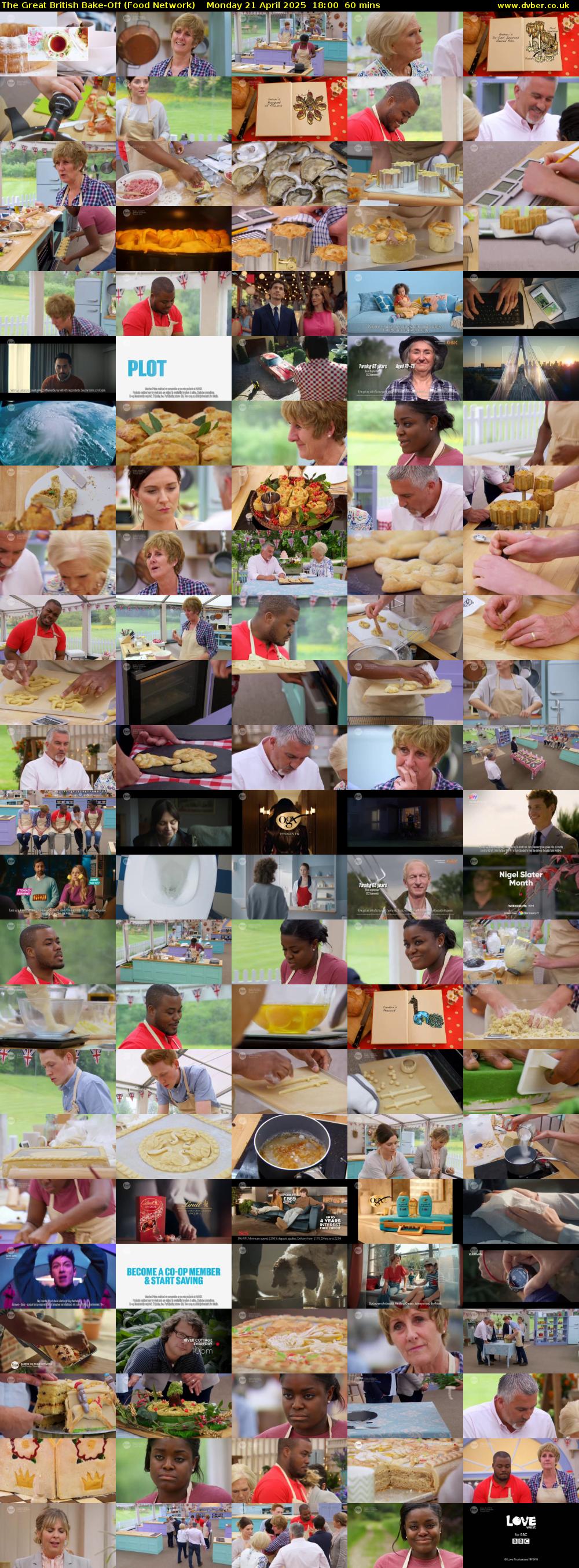 The Great British Bake-Off (Food Network) Monday 21 April 2025 18:00 - 19:00