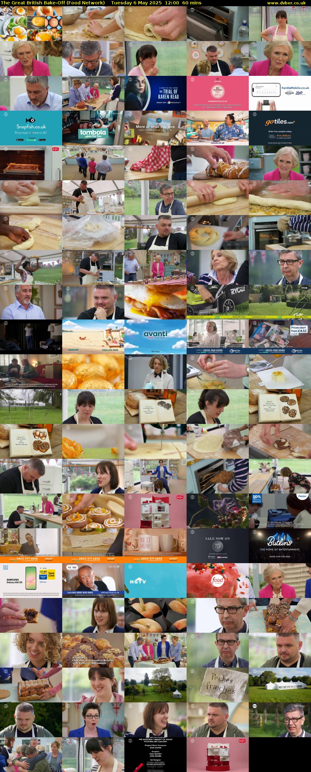 The Great British Bake-Off (Food Network) Tuesday 6 May 2025 12:00 - 13:00