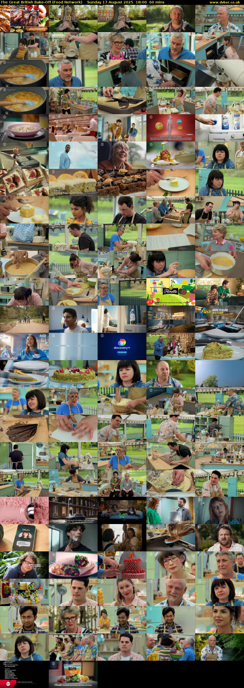 The Great British Bake-Off (Food Network) Sunday 17 August 2025 18:00 - 19:00
