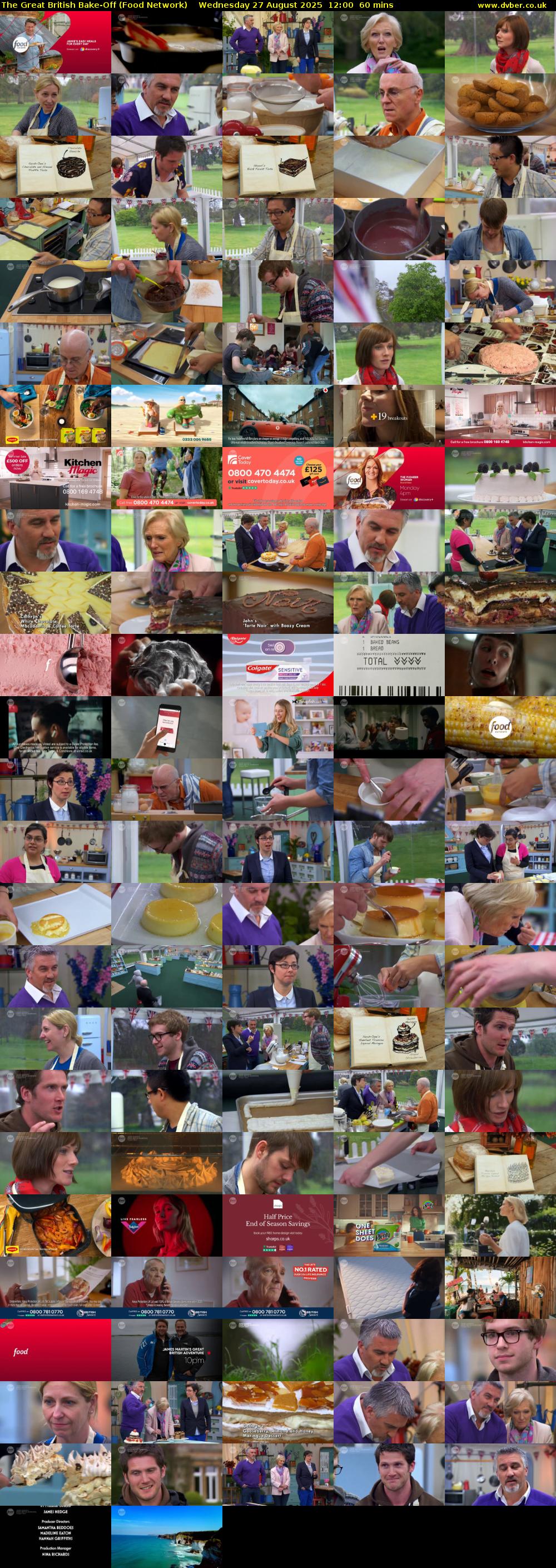 The Great British Bake-Off (Food Network) Wednesday 27 August 2025 12:00 - 13:00