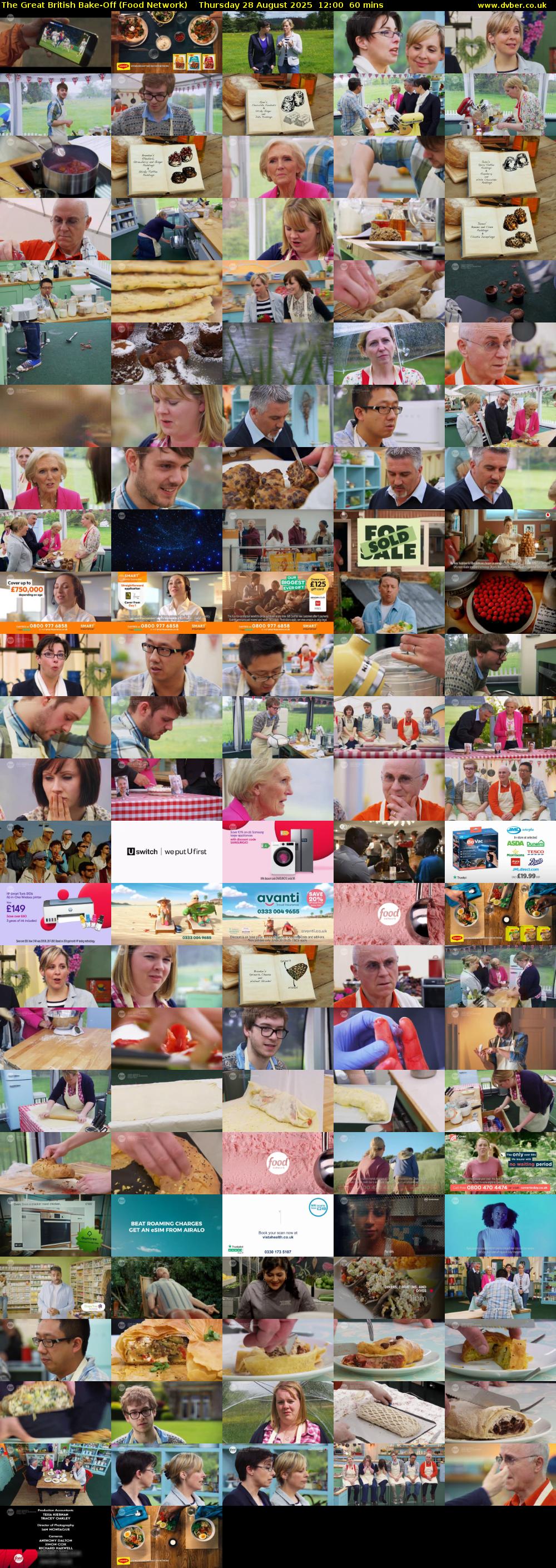 The Great British Bake-Off (Food Network) Thursday 28 August 2025 12:00 - 13:00