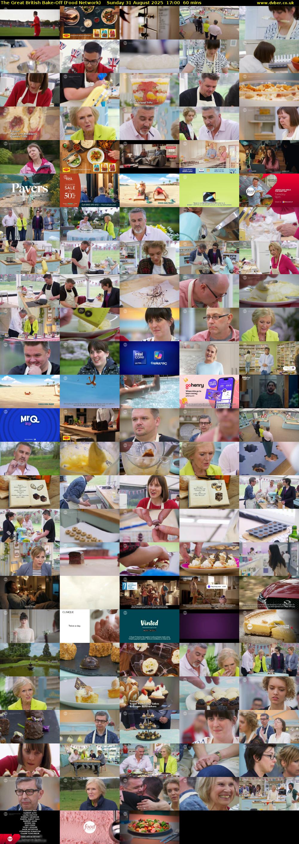 The Great British Bake-Off (Food Network) Sunday 31 August 2025 17:00 - 18:00
