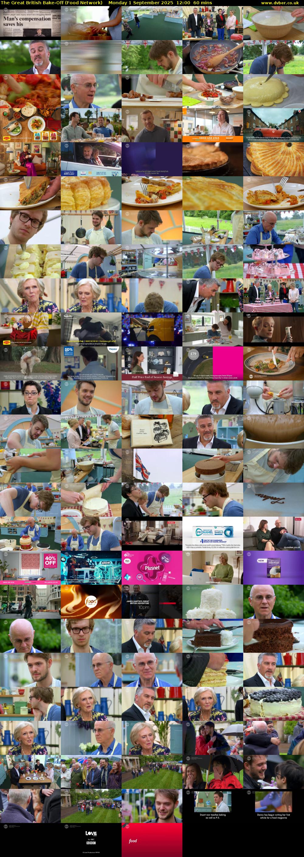 The Great British Bake-Off (Food Network) Monday 1 September 2025 12:00 - 13:00