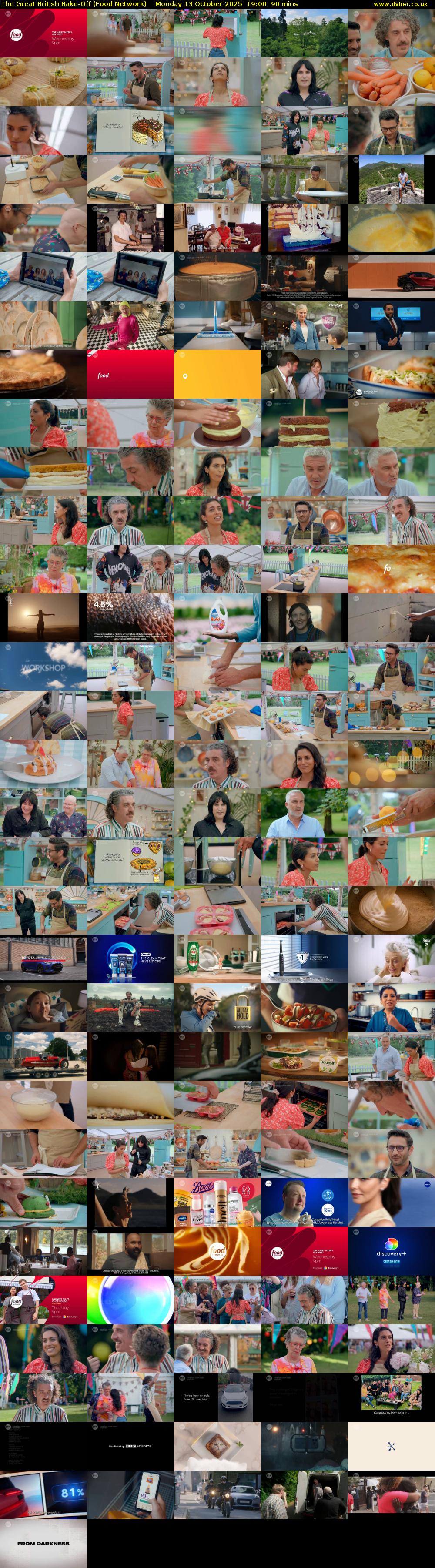 The Great British Bake-Off (Food Network) Monday 13 October 2025 19:00 - 20:30