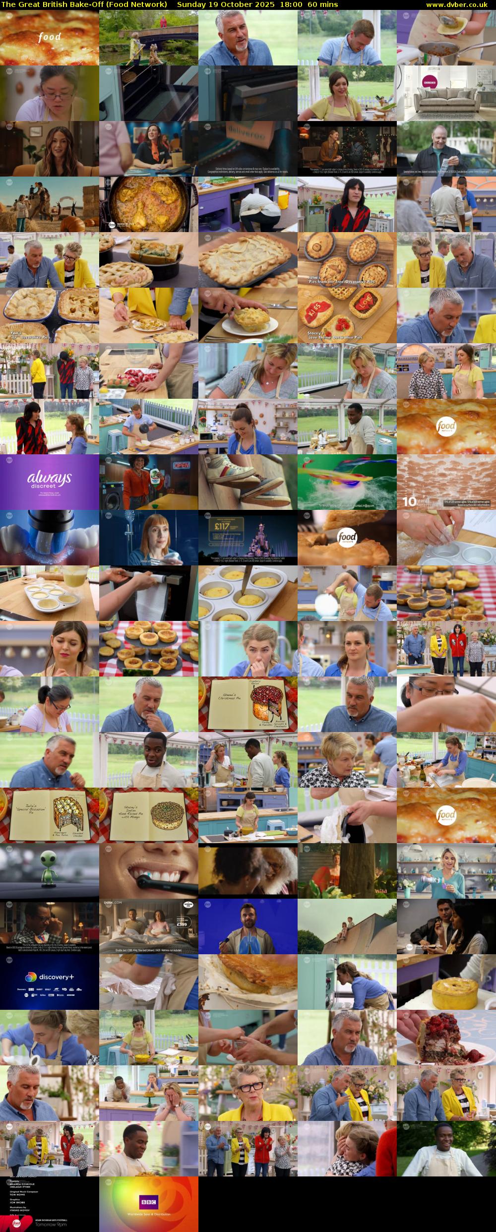 The Great British Bake-Off (Food Network) Sunday 19 October 2025 18:00 - 19:00