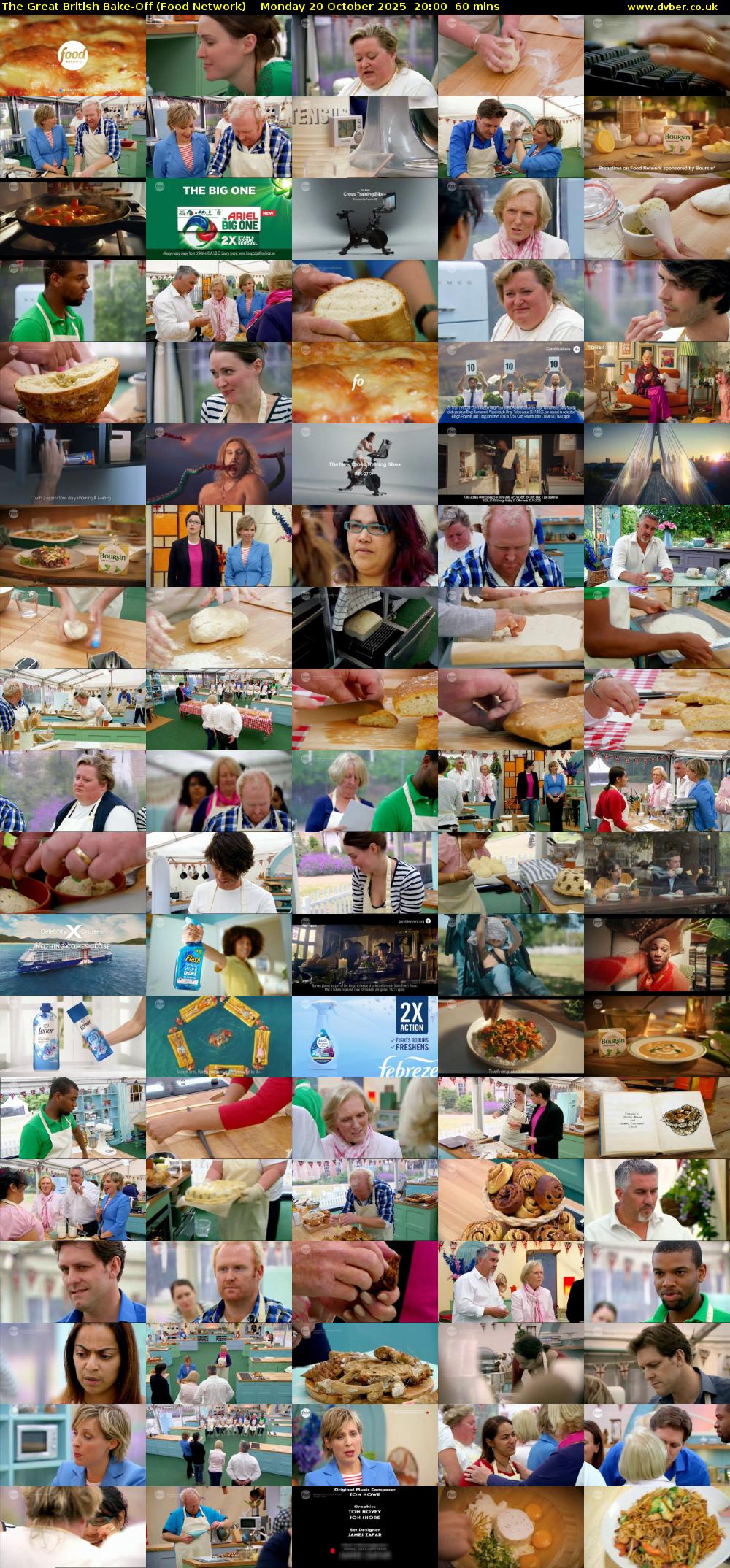 The Great British Bake-Off (Food Network) Monday 20 October 2025 20:00 - 21:00