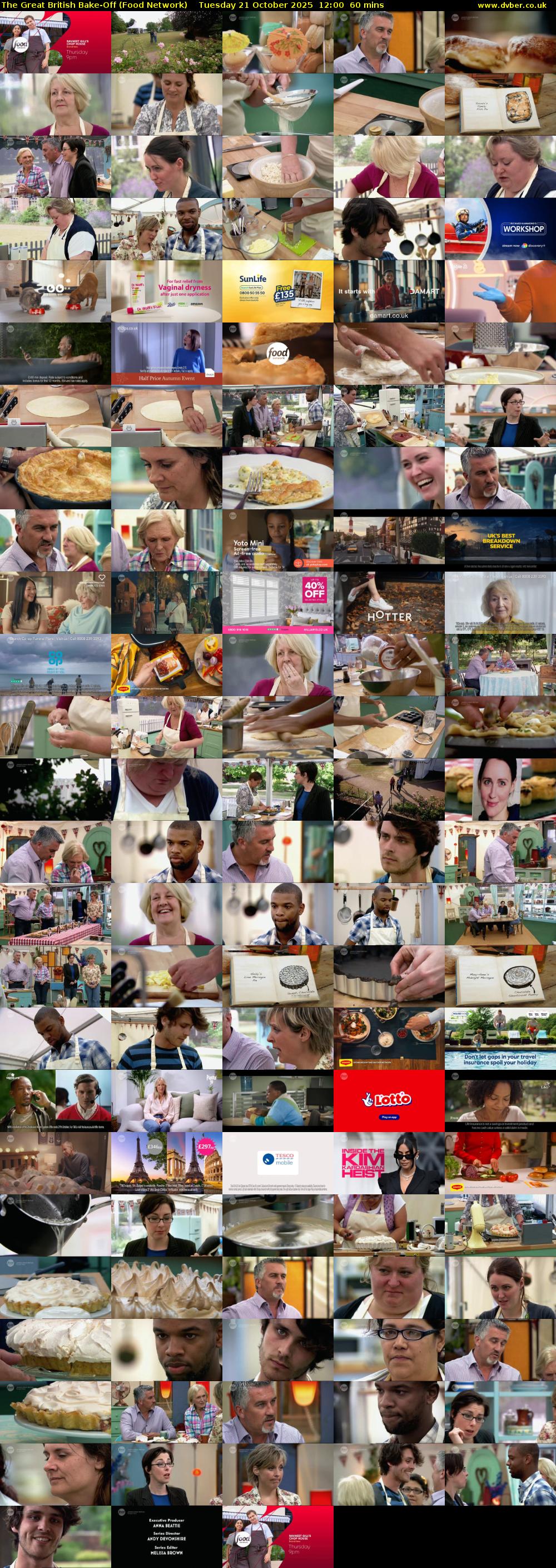The Great British Bake-Off (Food Network) Tuesday 21 October 2025 12:00 - 13:00