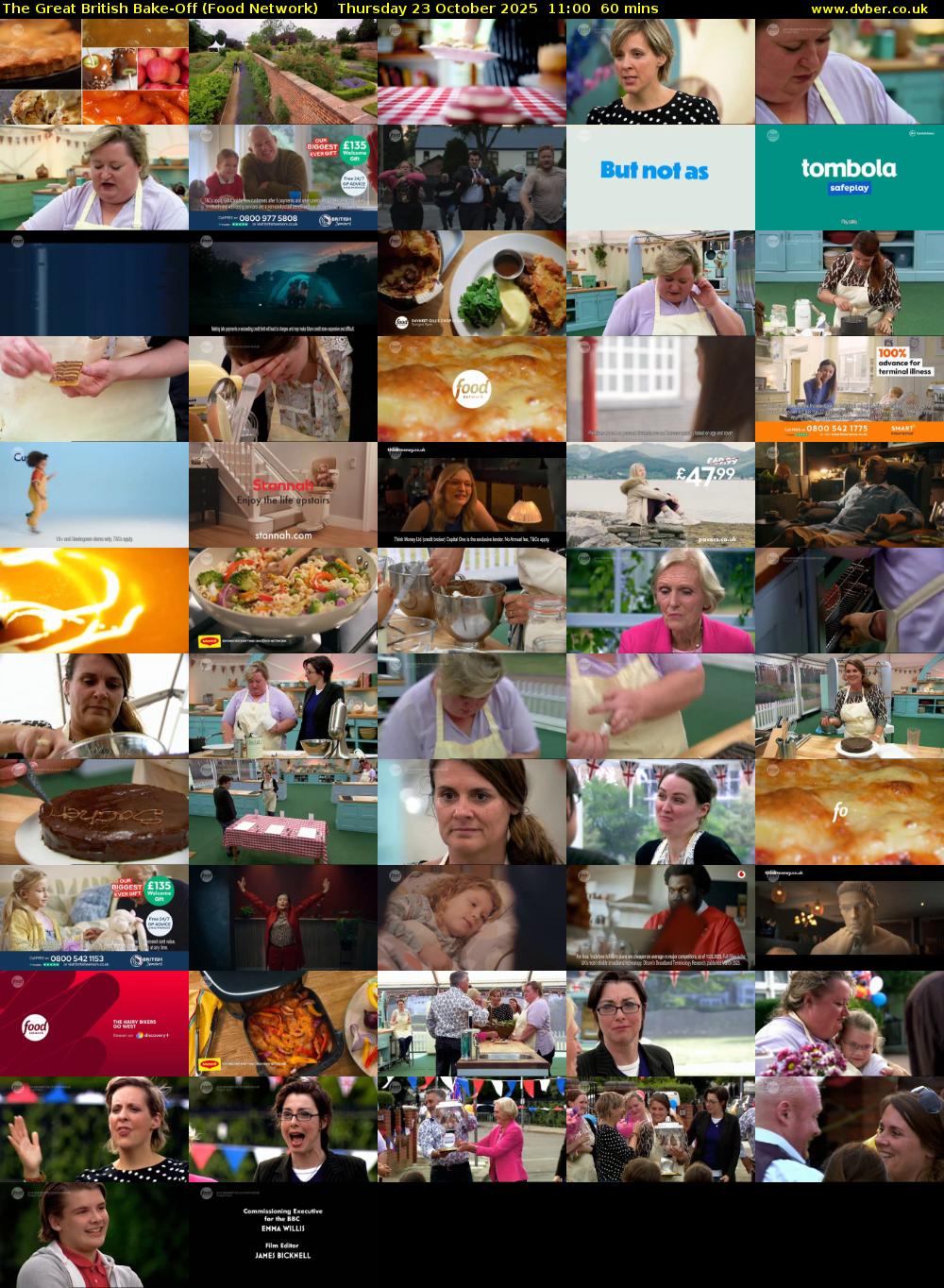 The Great British Bake-Off (Food Network) Thursday 23 October 2025 11:00 - 12:00