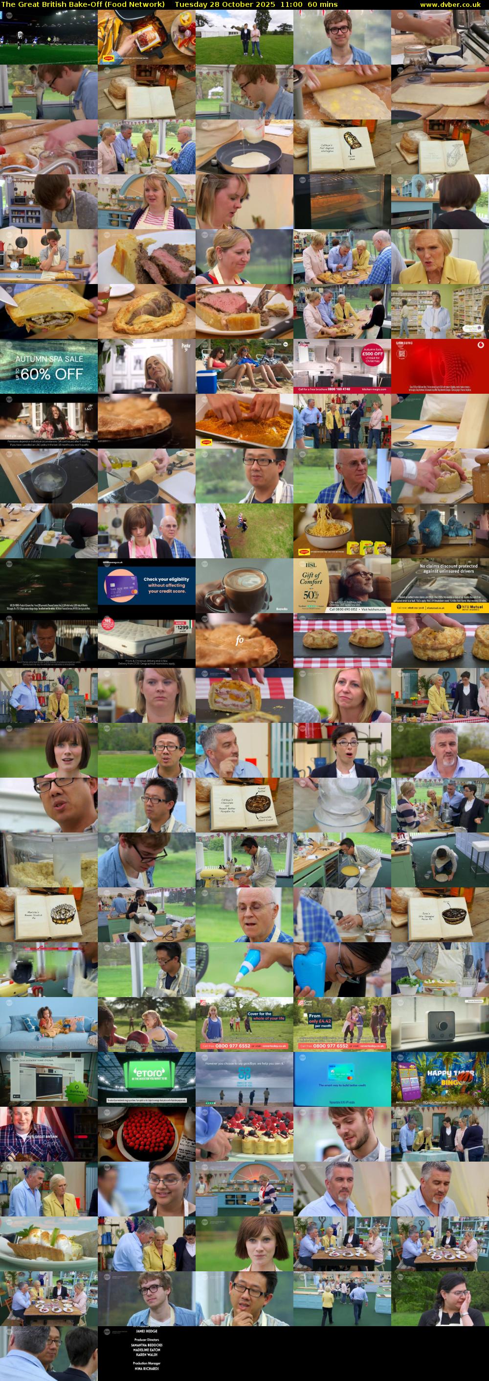 The Great British Bake-Off (Food Network) Tuesday 28 October 2025 11:00 - 12:00