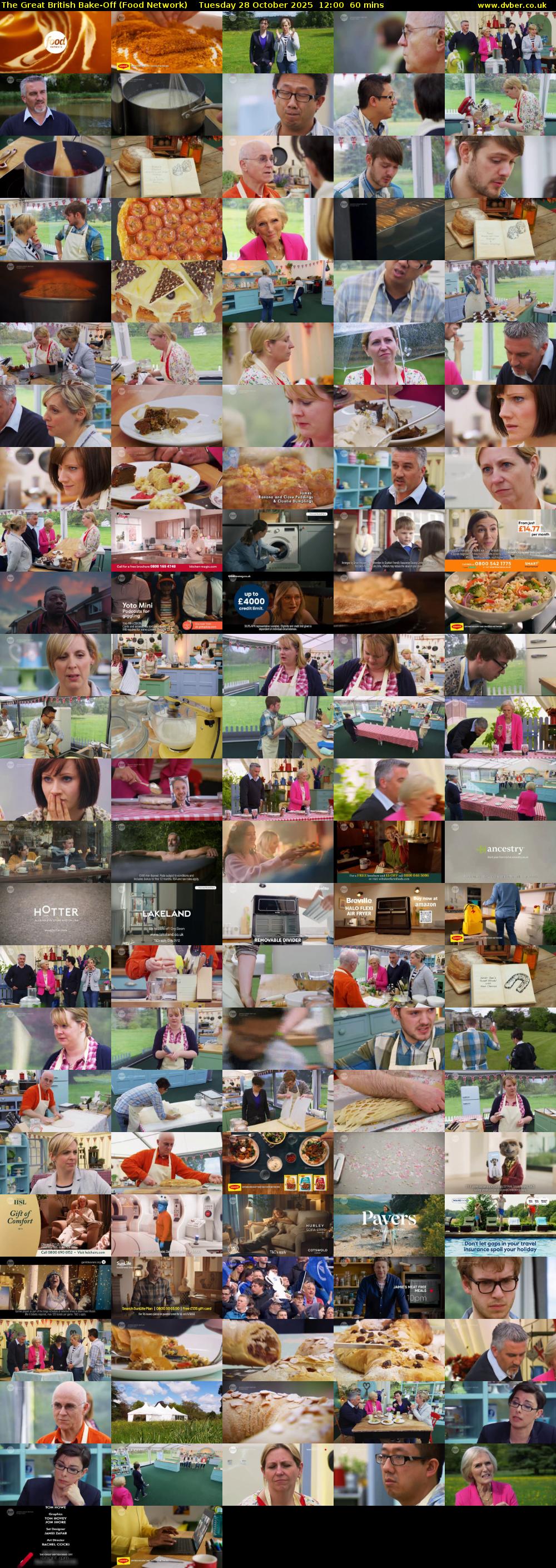The Great British Bake-Off (Food Network) Tuesday 28 October 2025 12:00 - 13:00