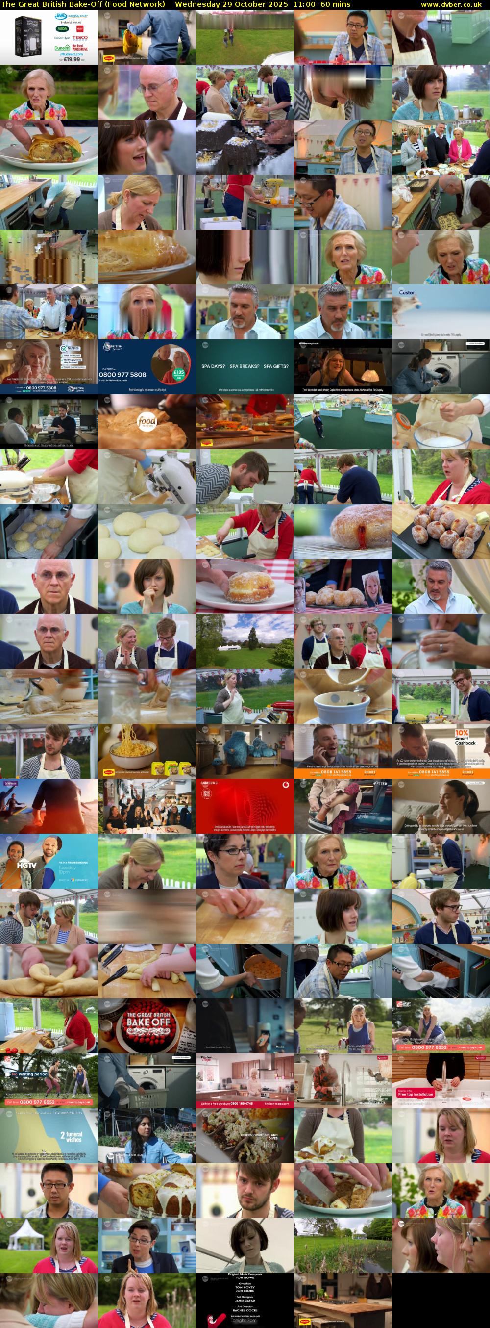 The Great British Bake-Off (Food Network) Wednesday 29 October 2025 11:00 - 12:00