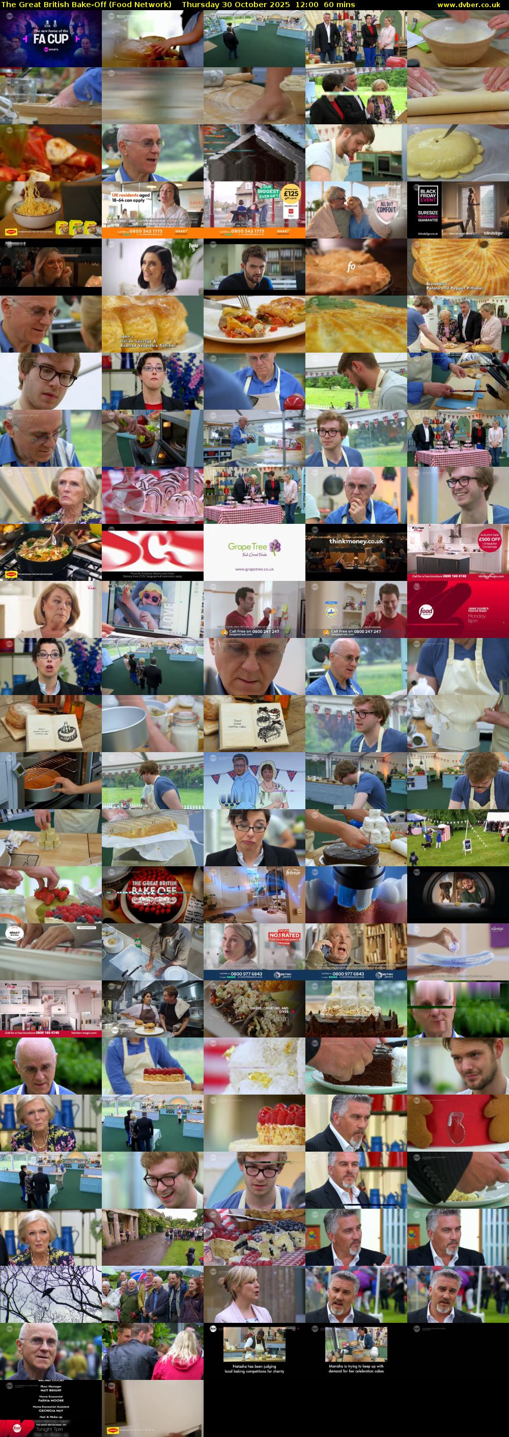 The Great British Bake-Off (Food Network) Thursday 30 October 2025 12:00 - 13:00