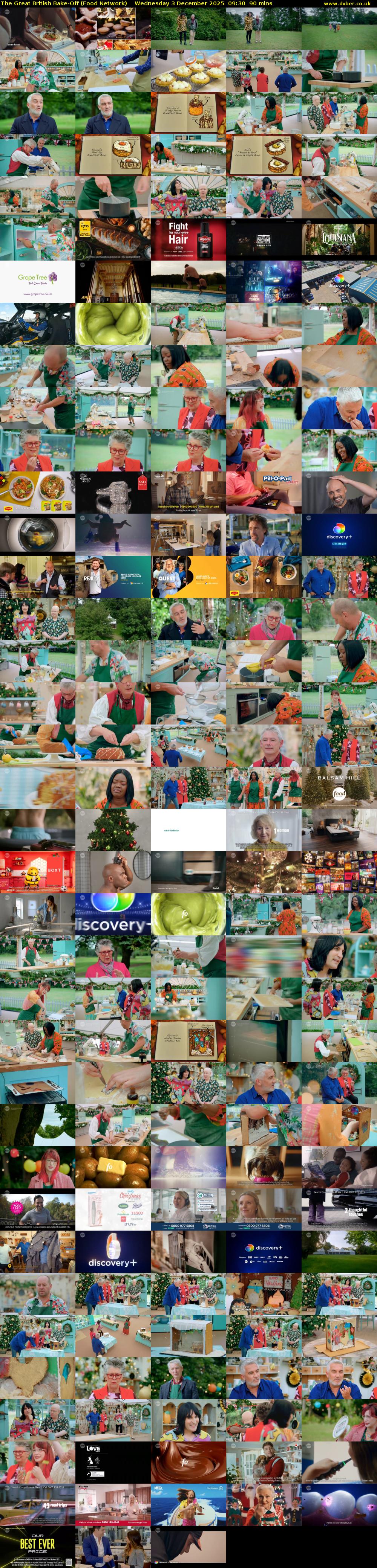 The Great British Bake-Off (Food Network) Wednesday 3 December 2025 09:30 - 11:00