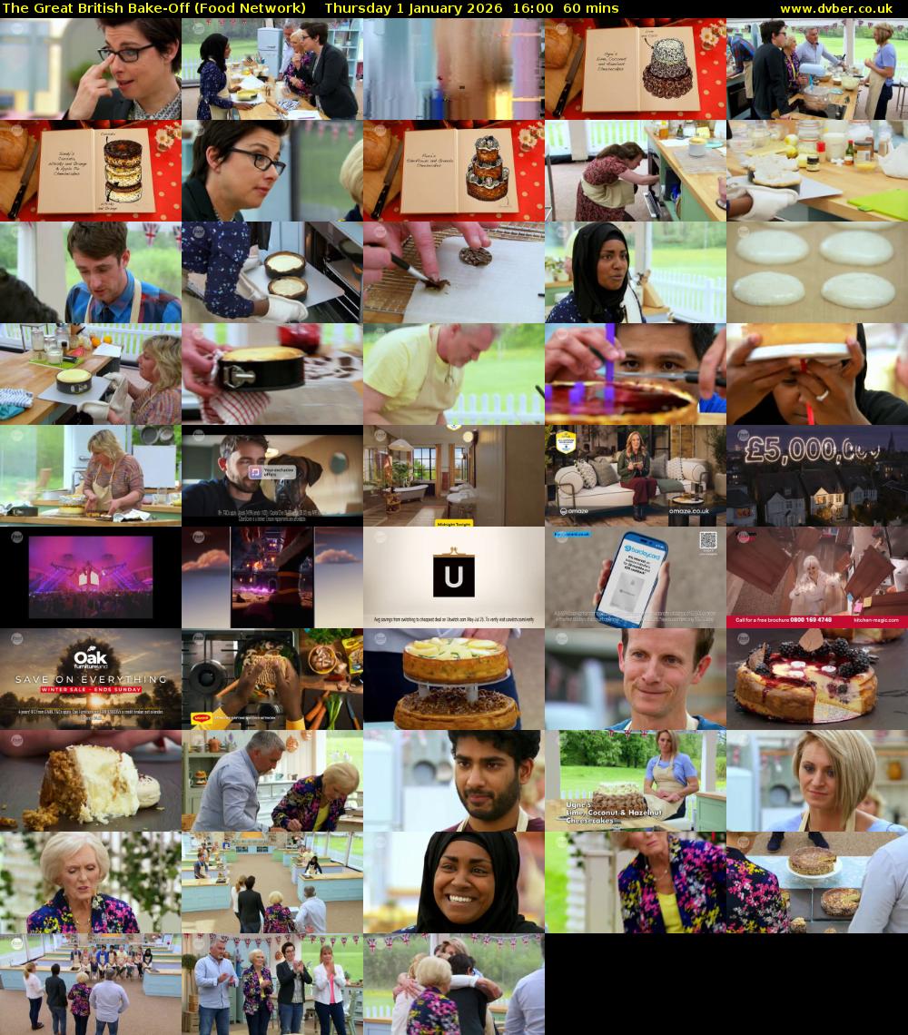 The Great British Bake-Off (Food Network) Thursday 1 January 2026 16:00 - 17:00