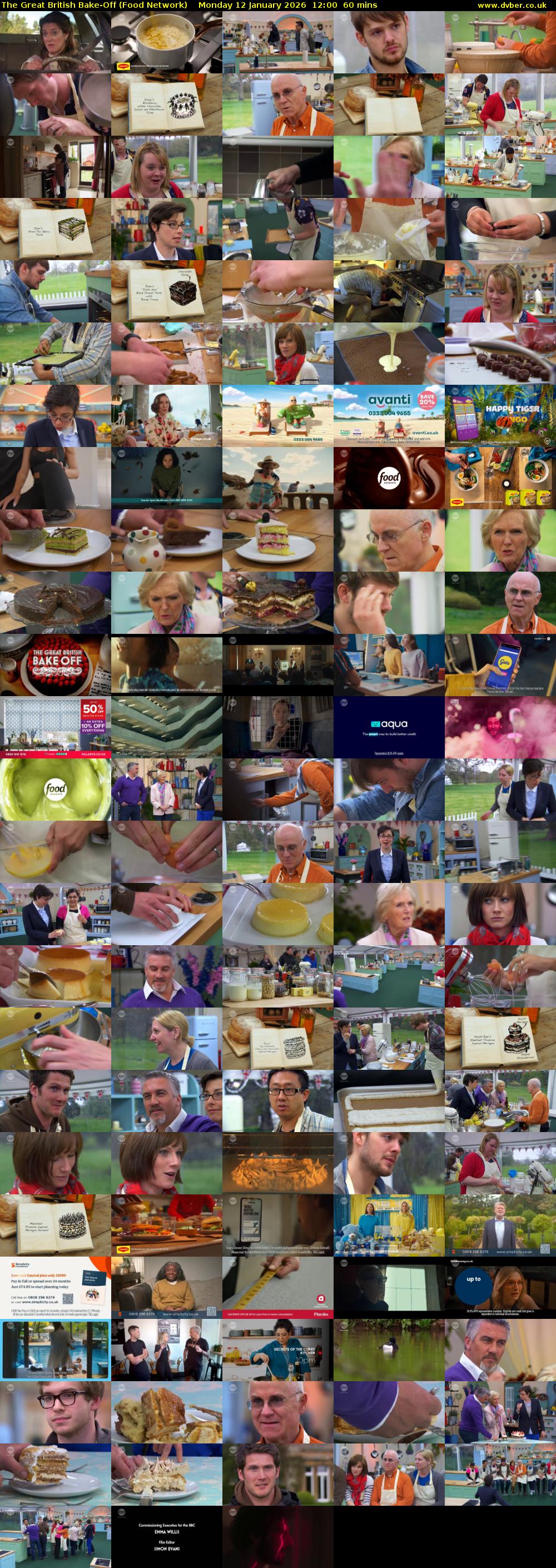 The Great British Bake-Off (Food Network) Monday 12 January 2026 12:00 - 13:00