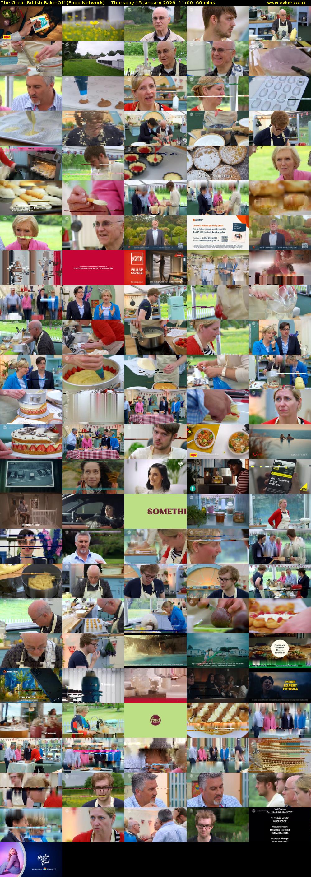 The Great British Bake-Off (Food Network) Thursday 15 January 2026 11:00 - 12:00
